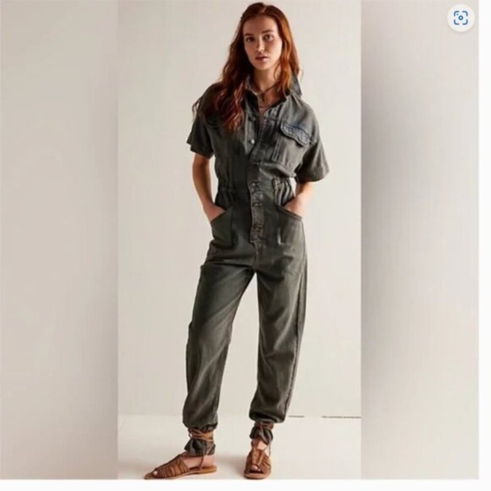 NWOT Free People We the Free Marci Denim Utility Coveralls Size XS Ian Indigo